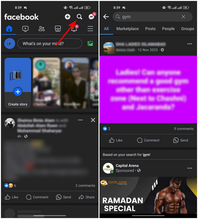 Searching Facebook On Phone