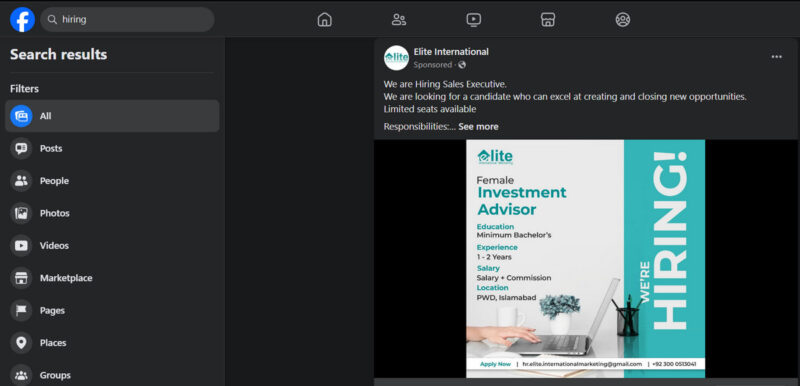 Searching For Jobs On Facebook