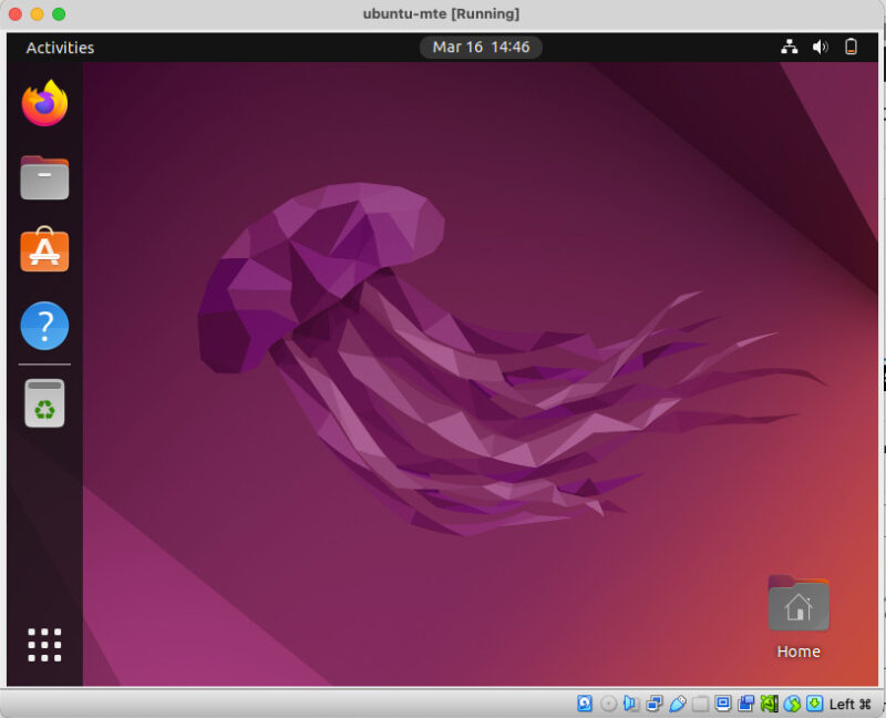 A screenshot showing the Ubuntu VM from Windows running in MacOS.