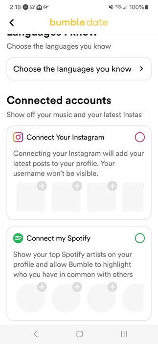 Connect your Instagram and Spotify accounts.