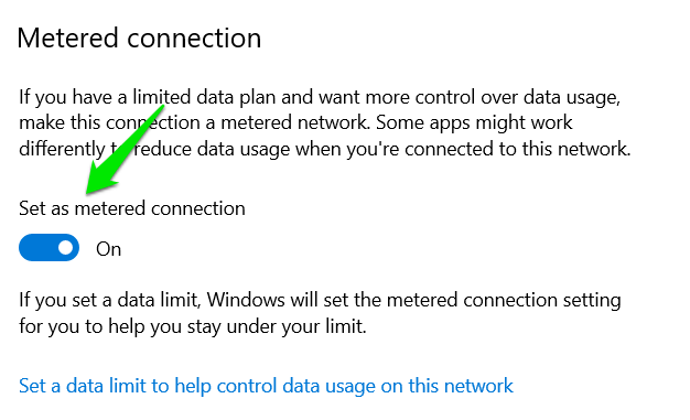 Windows Metered Connection
