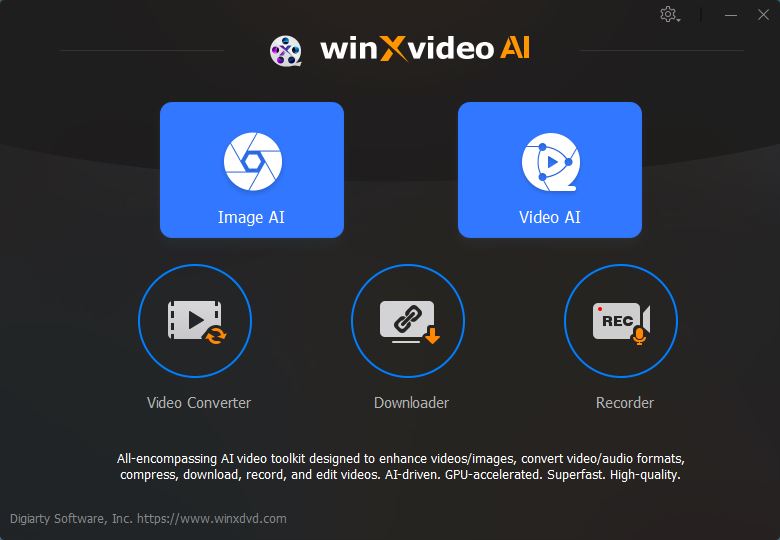 Winxvideoai Main Menu