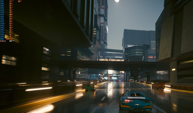 Cyberpunk 2077 CPU usage on 8-core CPU