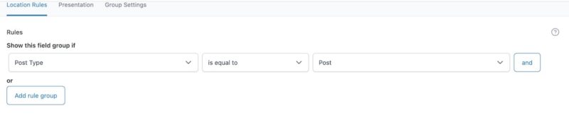 Acf Location Rules