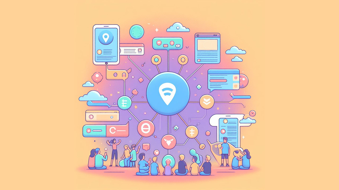 An illustration depicting people publishing content into the fediverse