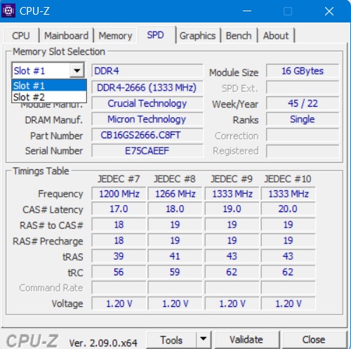 Check RAM details for each individual RAM stick using CPU-Z's "SPD" tab.