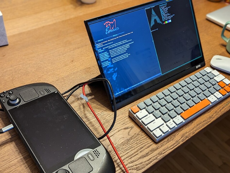 Steam Deck connected to a portable monitor