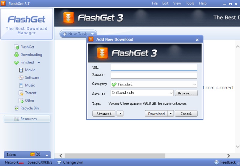FlashGet, a free Windows Download Manager.