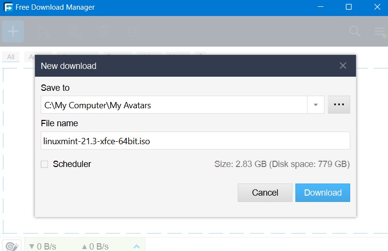 Downloading a 3 GB installer using Free Download Manager.