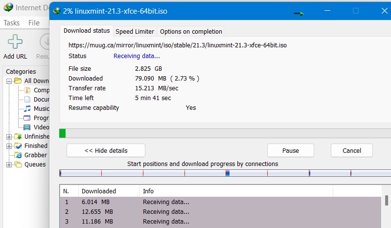 Fast downloading of file using Internet Download Manager.