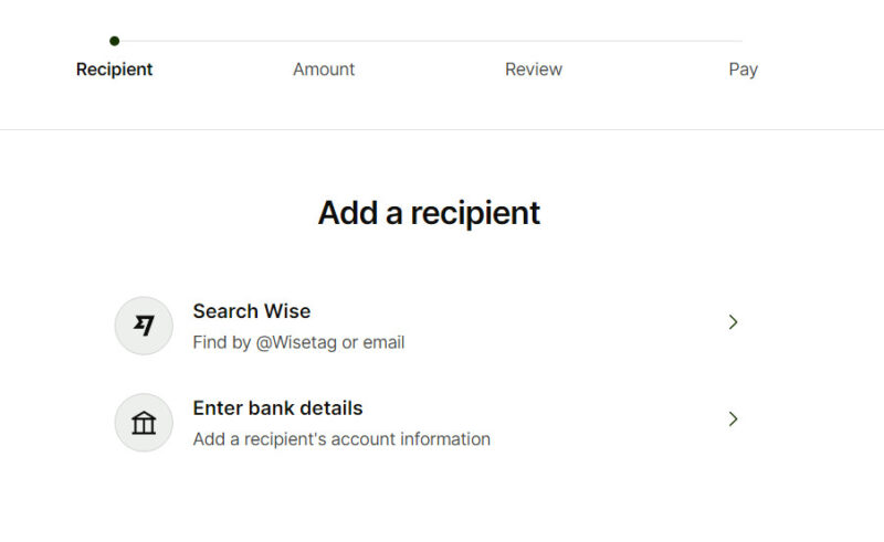 Add Recipient On Wise