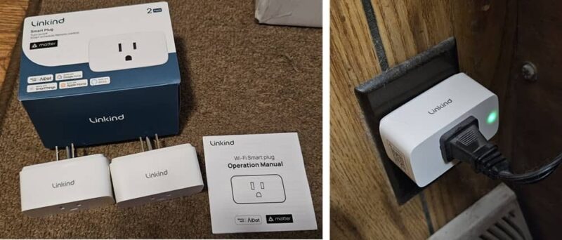 Linkind smart plugs with one installed.