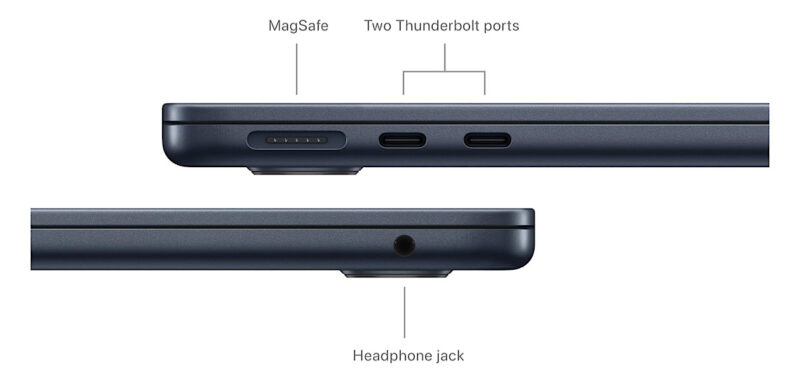 Apple 2024 Macbook Air Laptop Ports
