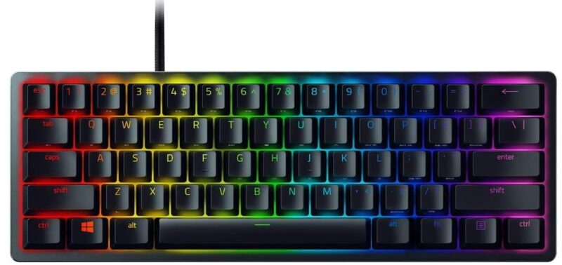 Razer Huntsman Mini Gaming Keyboard with backlit keys.