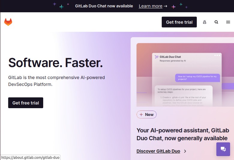 A screenshot of the GitLab landing webpage.
