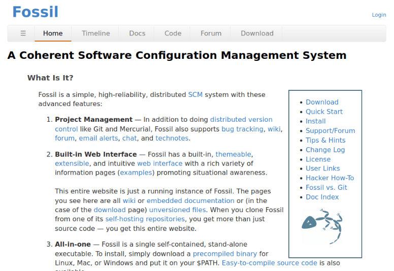 Best Github Alternatives - Fossil Landing Webpage