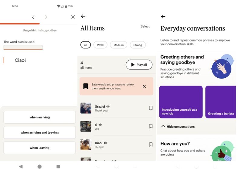 Babbel app interface overview.