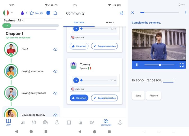 Busuu app interface overview.