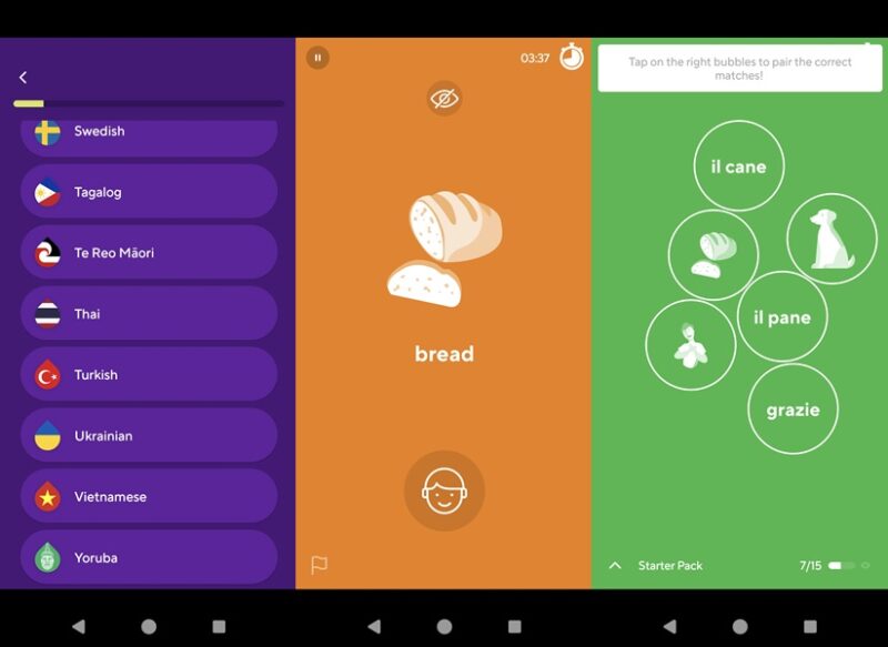 Drops app interface overview.