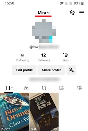 New screen name visible in TikTok app.