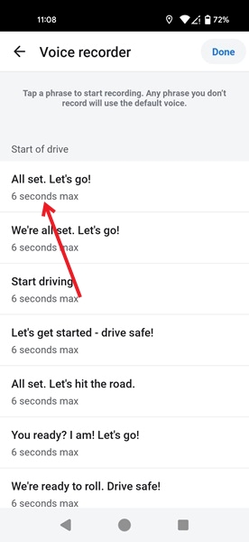 Starting to record a phrase in Waze app.