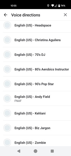 Alternate Waze options selection from Settings menu.