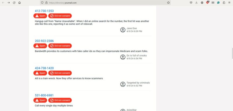 YouMail website view. 