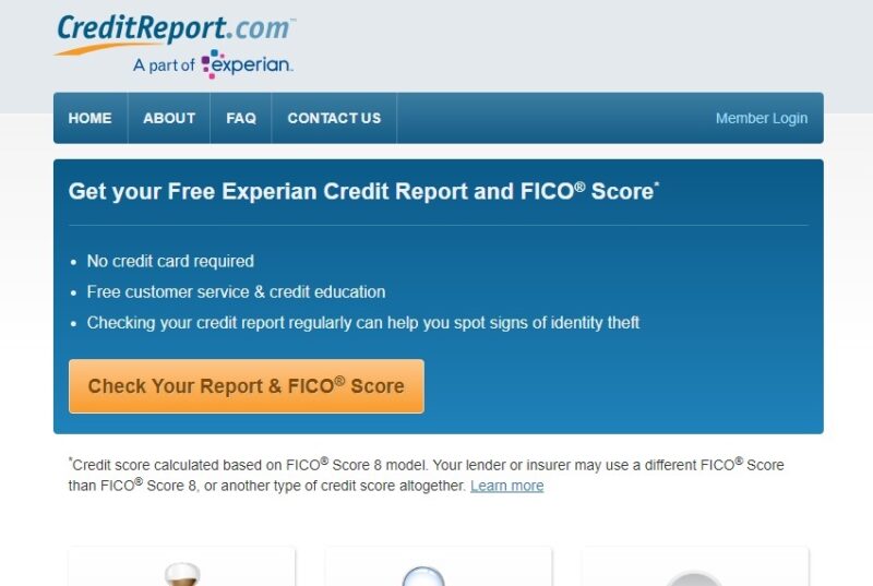 CreditReport.com's home page.