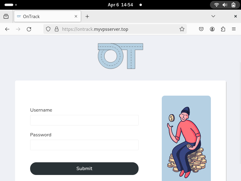 A screenshot showing the Ontrack instance working properly.