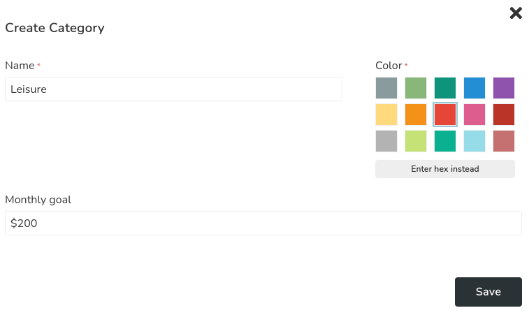 A screenshot showing the details of a sample category in Ontrack.