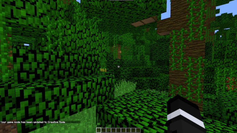 A screenshot showing a player character in the Crafty Minecraft server in Creative Mode.
