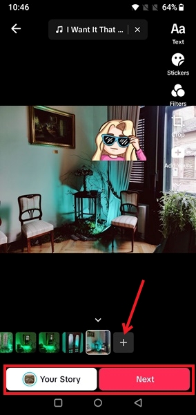 Posting options view in TikTok app while creating a slideshow.