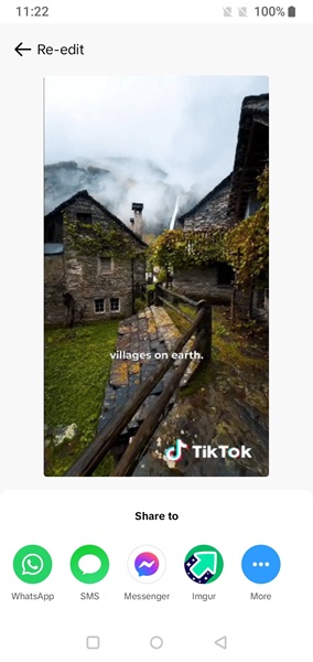 Sharing GIF options in TikTok app for Android.