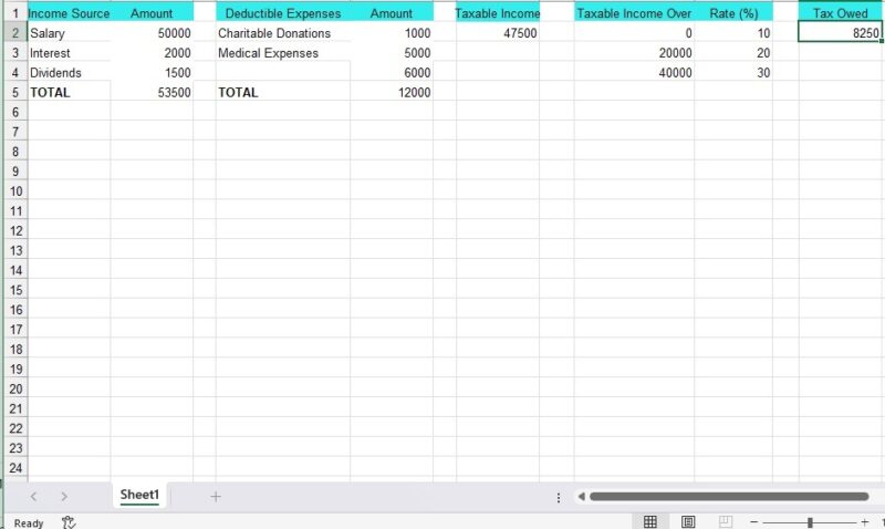 Estimate taxes owed using the Income Tax Calculator template.