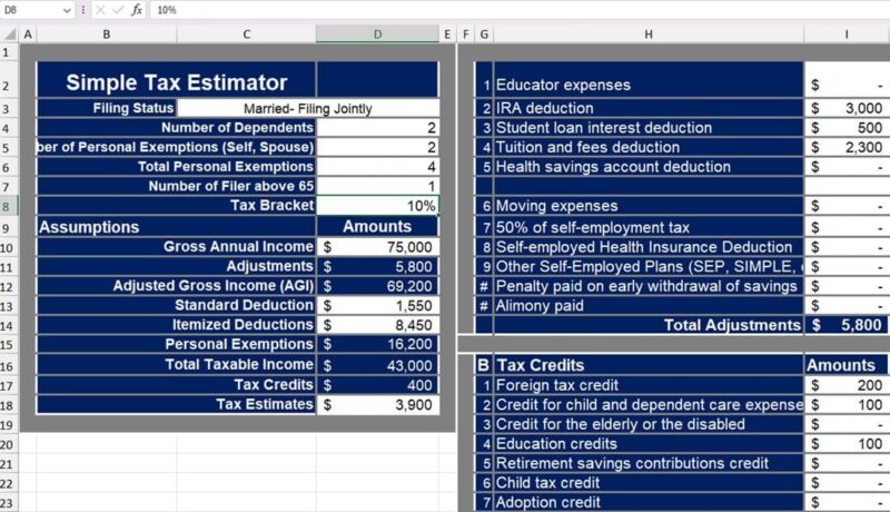 Estimate Taxes Year Round With Excel Templates Simple