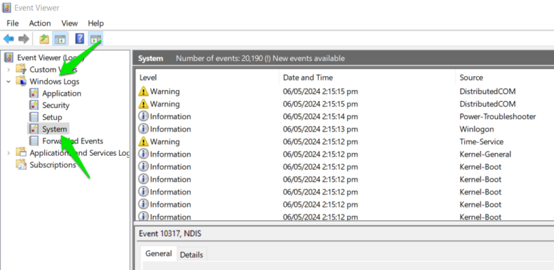 Event Viewer Find Problem