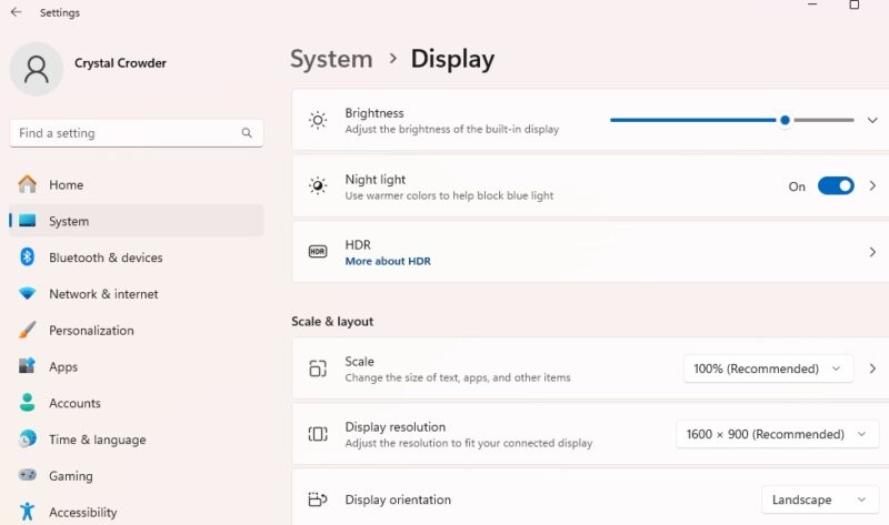 Checking Display settings after a Windows update.