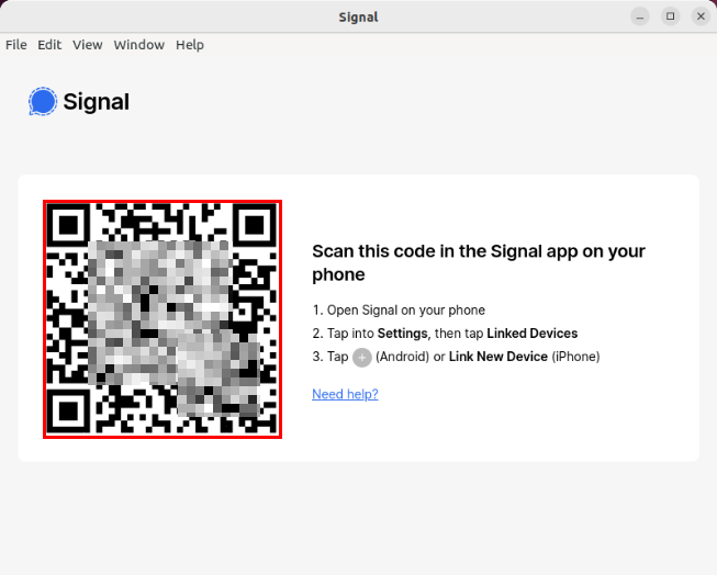 A screenshot showing the link prompt for QR scanning.