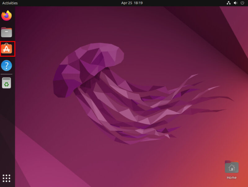A screenshot that shows the location of the Ubuntu Store icon on the desktop.