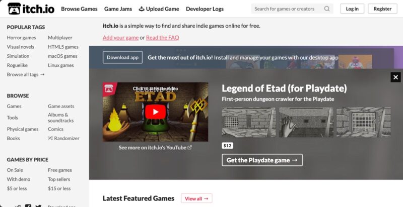 Itch Website Screenshot 1