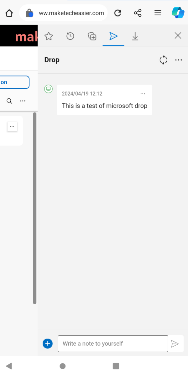 Microsoft Drop Mobile Edge Drop Pane Open