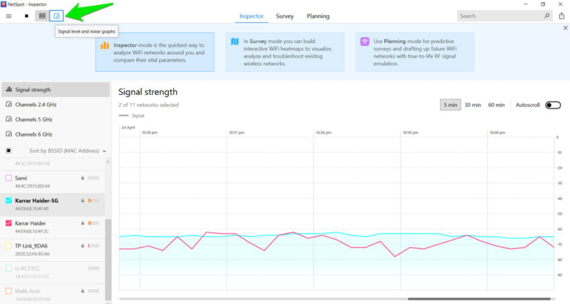 Netspot Comparison Graph