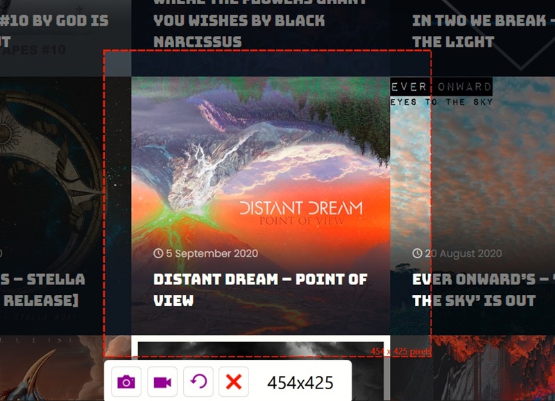 Using Screenrec to take a screenshot on Windows PC. 