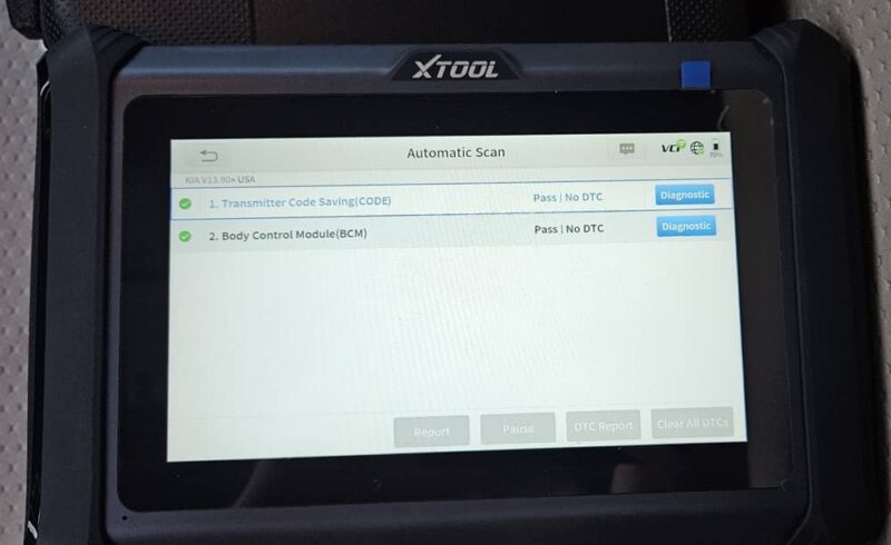 Diagnostic tests in progress in XTOOL