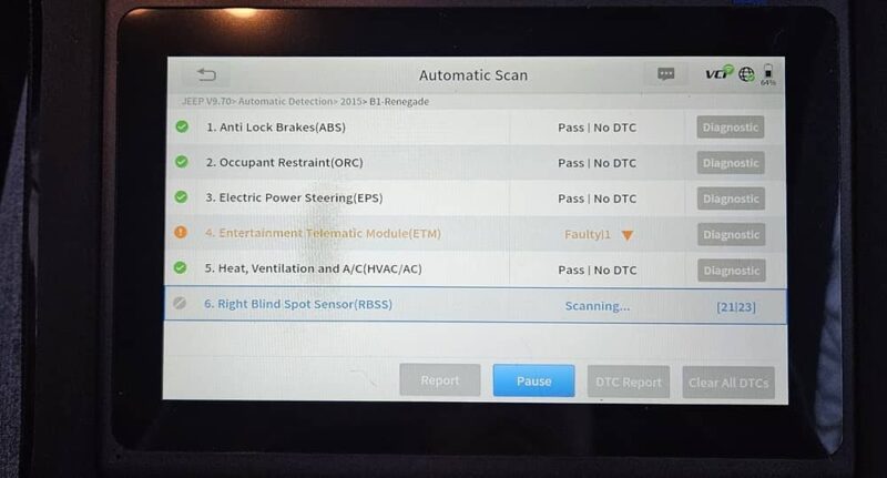 Error code when scanning a Jeep with XTOOL.
