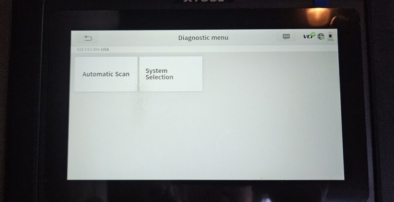 Starting an automatic scan in XTOOL.