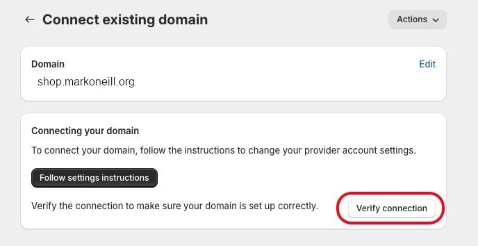 Shopify Verify Subdomain Connection
