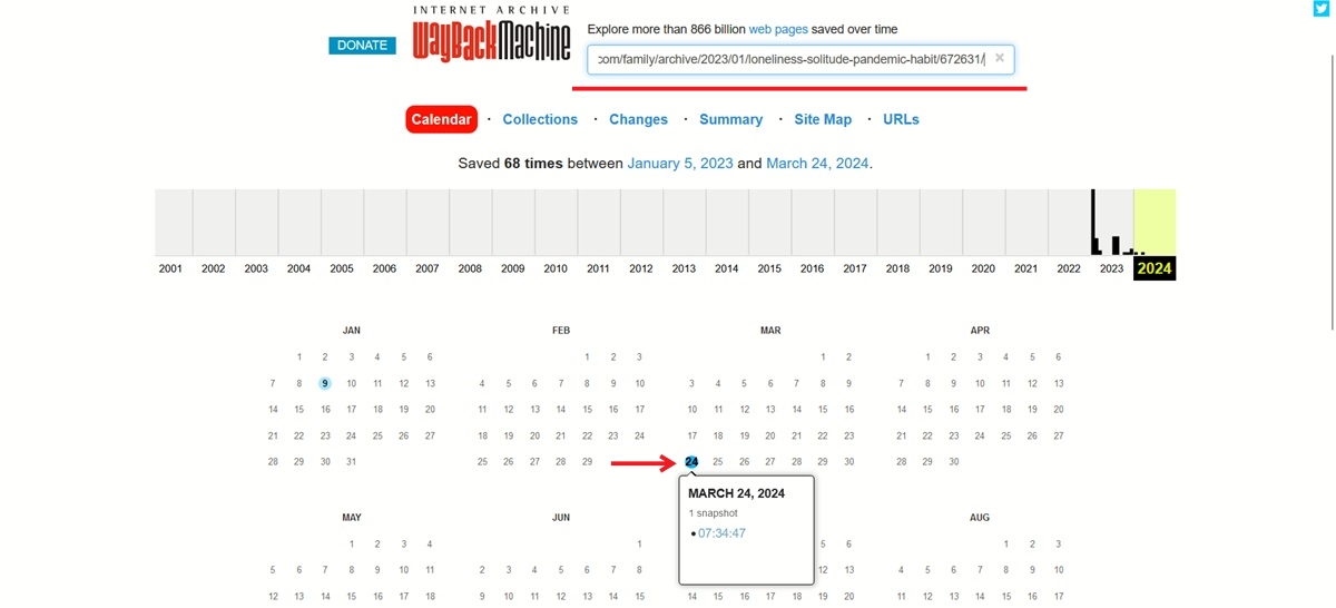 Selecting a result on Internet Archive.