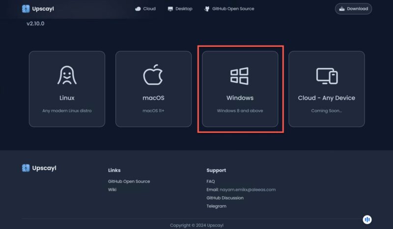 Upscayl Windows Download Option