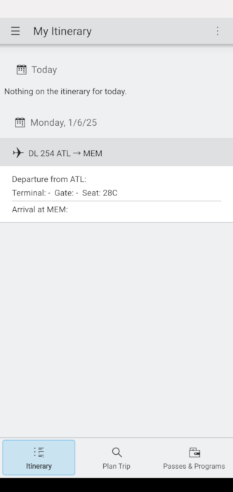 A screenshot showing the companion Android app for KDE Itinerary.